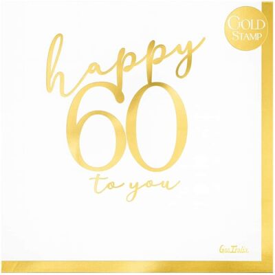 Serviettes Anniversaire 60 Ans Or En Papier 33x33 Cm 3 Couches 16 Pz - Givi - Publicité Serviettes Anniversaire 60 Ans Or En Papier 33x33 Cm 3 Couches 16 Pz - Givi - Publicité