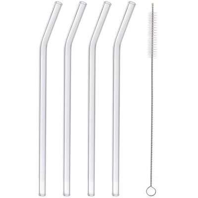 Artemis Lot De 4 Pailles En Verre Droites Réutilisables Avec Goupillon De Nettoyage - Publicité Artemis Lot De 4 Pailles En Verre Droites Réutilisables Avec Goupillon De Nettoyage - Publicité