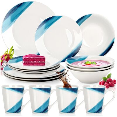 Artemis Service De Table 16 Pièces : Assiette Plate, Assiette Creuse À Dessert. Publicité Artemis Service De Table 16 Pièces : Assiette Plate, Assiette Creuse À Dessert. Publicité