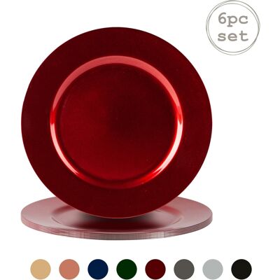 Argon Tableware 6 Pièce Métallique Chargeur Microplaques 33cm Rouge - Publicité Argon Tableware 6 Pièce Métallique Chargeur Microplaques 33cm Rouge - Publicité
