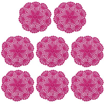 Uxcell 8pcs Dessous Verre Coton Crocheté Main 8 Inch Rose Rouge - Publicité Uxcell 8pcs Dessous Verre Coton Crocheté Main 8 Inch Rose Rouge - Publicité