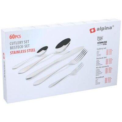 Alpina Set De Couverts 60 Pièces - Acier Inoxydable - Couteaux, Fourchettes, Cui - Publicité Alpina Set De Couverts 60 Pièces - Acier Inoxydable - Couteaux, Fourchettes, Cui - Publicité