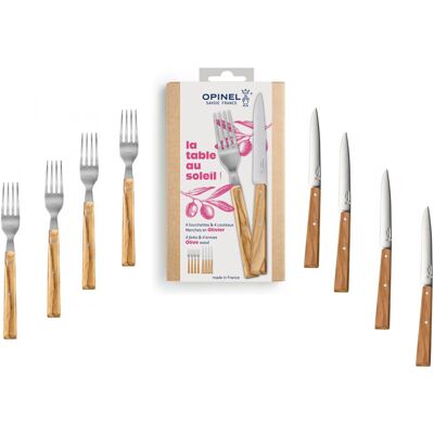 Opinel : La Table Au Solei : Set 4 Fourchettes + 4 Couteaux Steak Poignée - Publicité Opinel : La Table Au Solei : Set 4 Fourchettes + 4 Couteaux Steak Poignée - Publicité