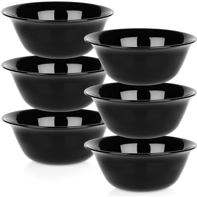 Sans Marque Bols En Verre Noir 300 Ml 6 Pcs. Publicité Sans Marque Bols En Verre Noir 300 Ml 6 Pcs. Publicité