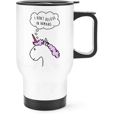 Gift Base Violet I Don'T Believe En Humains Voyage Tasse Avec Poignée - Licorne Drôle - Publicité Gift Base Violet I Don'T Believe En Humains Voyage Tasse Avec Poignée - Licorne Drôle - Publicité