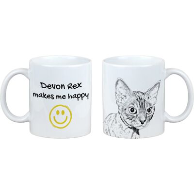Tasse Devon Rex Avec Chat Me Rend Heureux. Art-Chien - Publicité Tasse Devon Rex Avec Chat Me Rend Heureux. Art-Chien - Publicité