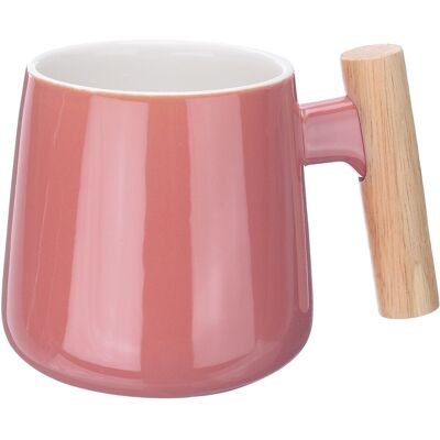 Uxcell Tasse À Café Céramique 12.85 Oz Poignée Bois Pour Latte Thé, Rose - Publicité Uxcell Tasse À Café Céramique 12.85 Oz Poignée Bois Pour Latte Thé, Rose - Publicité
