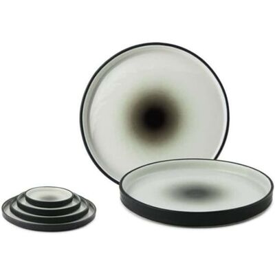 Assiette Ronde Bilbao Noir Gris 25 Cm En Porcelaine Le Nouveau Coq - Publicité Assiette Ronde Bilbao Noir Gris 25 Cm En Porcelaine Le Nouveau Coq - Publicité