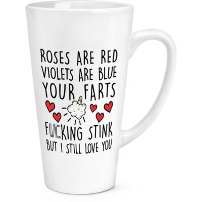 Gift Base Roses Sont Rouge Violets Bleu Pets F-Ing Puantes 483ml Grand Latte Tasse Amour - Publicité Gift Base Roses Sont Rouge Violets Bleu Pets F-Ing Puantes 483ml Grand Latte Tasse Amour - Publicité