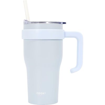 Sans Marque Mug Isotherme Miami 600 Ml Blanc Avec Anse Et Paille - Publicité Sans Marque Mug Isotherme Miami 600 Ml Blanc Avec Anse Et Paille - Publicité