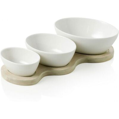 Brandani Galassia Plateau À Antipasti Bol 22x11cm Porcelaine Et Bambou - Publicité Brandani Galassia Plateau À Antipasti Bol 22x11cm Porcelaine Et Bambou - Publicité