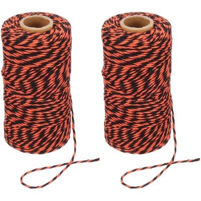 Uxcell Pour 2 Rouleaux Ficelle Boucher Boulanger Coton 2mm X 100m Orange Noir - Publicité Uxcell Pour 2 Rouleaux Ficelle Boucher Boulanger Coton 2mm X 100m Orange Noir - Publicité