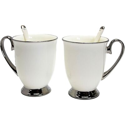 Queen Isabell 2x Tasse À Café En Porcelaine 300 Ml Avec Cuillère Reine Isabel - Publicité Queen Isabell 2x Tasse À Café En Porcelaine 300 Ml Avec Cuillère Reine Isabel - Publicité