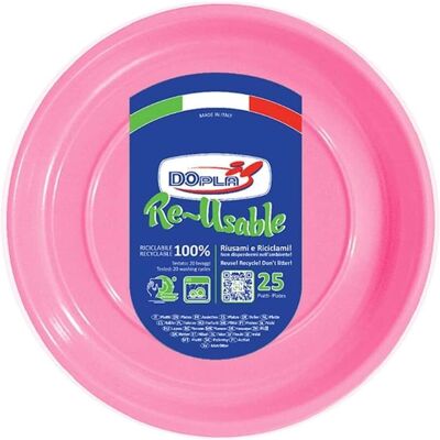 Vaisselle Étages Réutilisables Rose De 22 Cm 25 Pz Plastique Dopla - - Publicité Vaisselle Étages Réutilisables Rose De 22 Cm 25 Pz Plastique Dopla - - Publicité