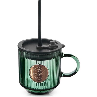Artemis Mug En Verre Avec Couvercle À Paille Pour Boissons Chaudes Et Froides, Format Vo - Publicité Artemis Mug En Verre Avec Couvercle À Paille Pour Boissons Chaudes Et Froides, Format Vo - Publicité