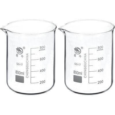 Uxcell 800ml Bas Verre 2 Paquet 3.3 Borosilicate Verre Gradué Échelle Tasses À Mesurer - Publicité Uxcell 800ml Bas Verre 2 Paquet 3.3 Borosilicate Verre Gradué Échelle Tasses À Mesurer - Publicité