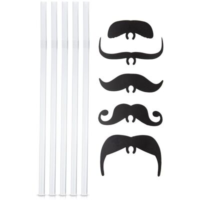 Artemis Lot De 5 Pailles En Plastique Réutilisables Avec Moustaches Pour Boissons - Publicité Artemis Lot De 5 Pailles En Plastique Réutilisables Avec Moustaches Pour Boissons - Publicité