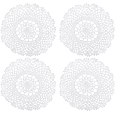 Uxcell Tissu Sous-Verres, 4pcs 7\" Coton Crochet Broderie Napperons Floral Motif (Blanc) - Publicité Uxcell Tissu Sous-Verres, 4pcs 7\" Coton Crochet Broderie Napperons Floral Motif (Blanc) - Publicité