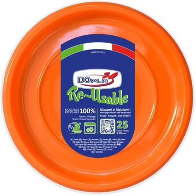 Assiettes Creuses Réutilisables Orange 20,5 Cm 25 Pz En Plastique Dopla - Publicité Assiettes Creuses Réutilisables Orange 20,5 Cm 25 Pz En Plastique Dopla - Publicité