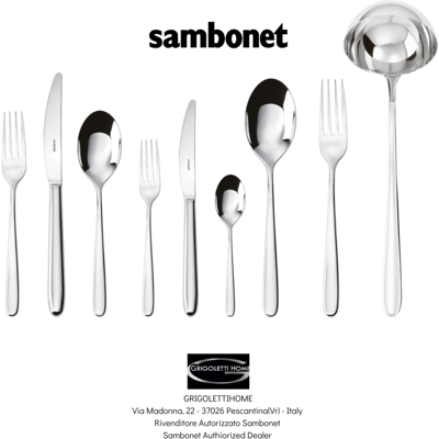 Sambonet - Hannah Mirror - Set Couverts 75 Pièces Pour 12 Gens - Revendeur - Publicité Sambonet - Hannah Mirror - Set Couverts 75 Pièces Pour 12 Gens - Revendeur - Publicité