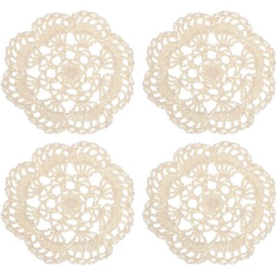Uxcell Tissu Sous-Verres, 4pcs 6\" - Coton Tissé Crochet Broderie Tasse Tapis (Beige) - Publicité Uxcell Tissu Sous-Verres, 4pcs 6\" - Coton Tissé Crochet Broderie Tasse Tapis (Beige) - Publicité