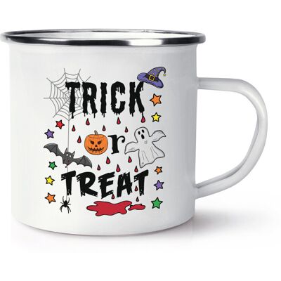 Gift Base Trick Or Treat Tasse En Émail Halloween Fantôme Effrayant Citrouille Blague - Publicité Gift Base Trick Or Treat Tasse En Émail Halloween Fantôme Effrayant Citrouille Blague - Publicité