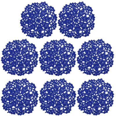 Uxcell Tissu Sous-Verres, 8pcs 4\" - Coton Crochet Broderie Tasse Tapis (Lumineux Bleu) - Publicité Uxcell Tissu Sous-Verres, 8pcs 4\" - Coton Crochet Broderie Tasse Tapis (Lumineux Bleu) - Publicité