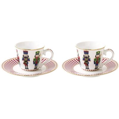 Easy Life Nutcracker Set 2 Tasses De Café 80ml Avec Soucoupe Porcelaine Table - Publicité Easy Life Nutcracker Set 2 Tasses De Café 80ml Avec Soucoupe Porcelaine Table - Publicité