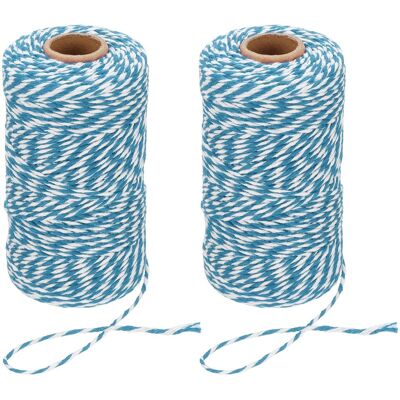 Uxcell 2 Rouleaux De 2mm X 100m Corde En Coton Pour Bakers Twine Bleu Blanc - Publicité Uxcell 2 Rouleaux De 2mm X 100m Corde En Coton Pour Bakers Twine Bleu Blanc - Publicité