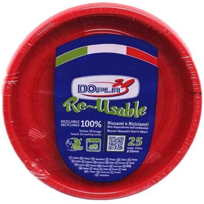 Vaisselle Fonds Réutilisables Rouge Plastique 20,5 Cm 25pz Dopla - Fêtes Noël - Publicité Vaisselle Fonds Réutilisables Rouge Plastique 20,5 Cm 25pz Dopla - Fêtes Noël - Publicité