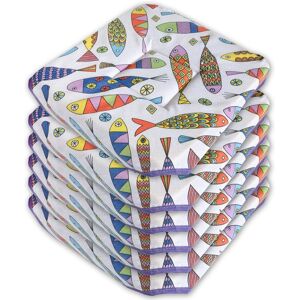 Arrediamo Insieme S.R.L. Set 6 Oreillers Chaise Lavable Universel Avec Lacets Poissons Colorés Coton Écru - Publicité Arrediamo Insieme S.R.L. Set 6 Oreillers Chaise Lavable Universel Avec Lacets Poissons Colorés Coton Écru - Publicité