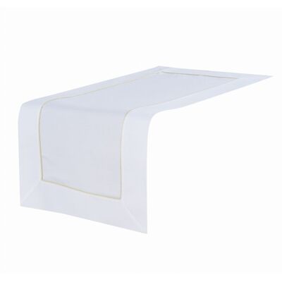Sans Marque Chemin De Table 60x120 Cm Blanc Et Or Orné De Fils D'Or - Publicité Sans Marque Chemin De Table 60x120 Cm Blanc Et Or Orné De Fils D'Or - Publicité