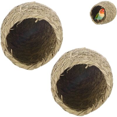 Uxcell Pack 2 Nid D'Oiseau 4.7x4.7x5.1in Paille Tressée Suspendu - Publicité Uxcell Pack 2 Nid D'Oiseau 4.7x4.7x5.1in Paille Tressée Suspendu - Publicité