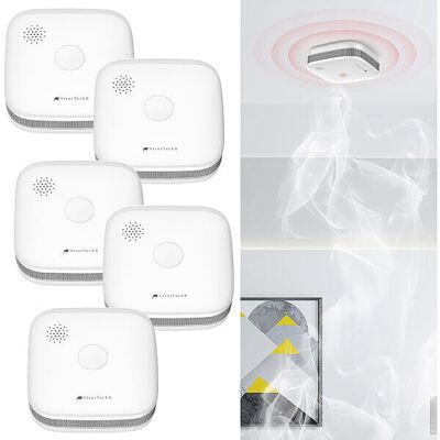 5 détecteurs De Fumée Interconnectables Rwm-470.F - Visortech - Publicité 5 détecteurs De Fumée Interconnectables Rwm-470.F - Visortech - Publicité