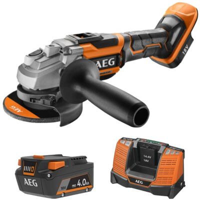 Pack Aeg 18v - Meuleuse Brushless 125 Mm - Batterie 4.0 Ah - Chargeur - Publicité Pack Aeg 18v - Meuleuse Brushless 125 Mm - Batterie 4.0 Ah - Chargeur - Publicité