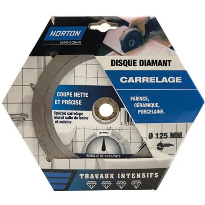 Norton 70184602617 - Lame Diamantée - 125mm pour Carrelage - Professionnel - Publicité Norton 70184602617 - Lame Diamantée - 125mm pour Carrelage - Professionnel - Publicité