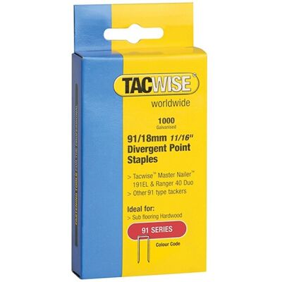Tacwise TAC0287 91 Clous à Couronne Étroite à Pointe Divergente - 18mm - Pack 1000 - Publicité Tacwise TAC0287 91 Clous à Couronne Étroite à Pointe Divergente - 18mm - Pack 1000 - Publicité
