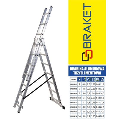 Échelle en aluminium Drabest PRO - 7 échelons - 150 kg max - Professionnel - Publicité Échelle en aluminium Drabest PRO - 7 échelons - 150 kg max - Professionnel - Publicité