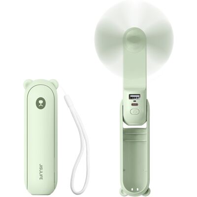 Jisulife Mini Wentylator Przenośny Wiatrak Z Funkcją Powerbanka I Latarką 2000mah - Zielo - Publicité Jisulife Mini Wentylator Przenośny Wiatrak Z Funkcją Powerbanka I Latarką 2000mah - Zielo - Publicité