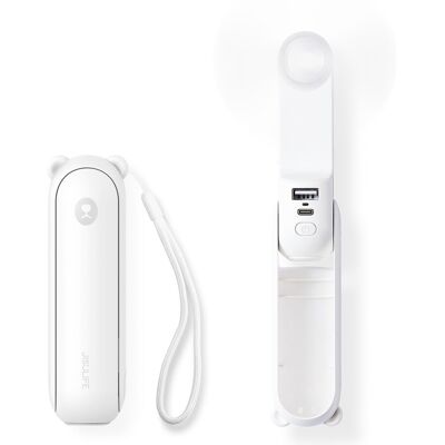 Jisulife Mini Wentylator Przenośny Wiatrak Z Funkcją Powerbanka I Latarką 2000mah - Biały - Publicité Jisulife Mini Wentylator Przenośny Wiatrak Z Funkcją Powerbanka I Latarką 2000mah - Biały - Publicité