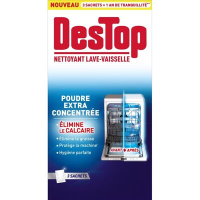 Destop Nettoyant Lave-Vaisselle - 3 Sachets - Publicité Destop Nettoyant Lave-Vaisselle - 3 Sachets - Publicité
