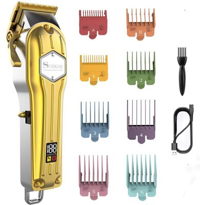 Surker Tondeuse Cheveux Pour Hommes Professionnelle Avec Ecran Lcd Sans Fil Or - Publicité Surker Tondeuse Cheveux Pour Hommes Professionnelle Avec Ecran Lcd Sans Fil Or - Publicité
