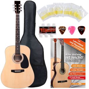 Classic Cantabile Guitarre Acoustique Dreadnought Naturel Set Housse Accordeur Cordes Plectres - Publicité Classic Cantabile Guitarre Acoustique Dreadnought Naturel Set Housse Accordeur Cordes Plectres - Publicité
