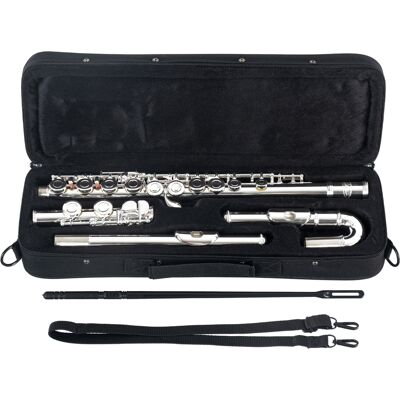 Classic Cantabile Flute Traversiere En Argentée Student Debutants Embouchure Droite Et Courbee - Publicité Classic Cantabile Flute Traversiere En Argentée Student Debutants Embouchure Droite Et Courbee - Publicité