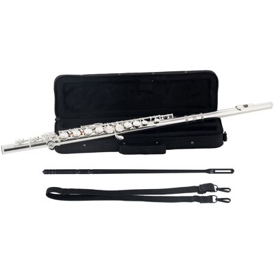 Classic Cantabile Flute Traversiere De Nickel Argent Pour Debutants 16 Trous Fermes Set Etui - Publicité Classic Cantabile Flute Traversiere De Nickel Argent Pour Debutants 16 Trous Fermes Set Etui - Publicité