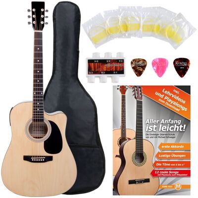 Classic Cantabile Pack De Guitare Electro Acoustique Dreadnought Cutaway Cordes Housse Diapason - Publicité Classic Cantabile Pack De Guitare Electro Acoustique Dreadnought Cutaway Cordes Housse Diapason - Publicité