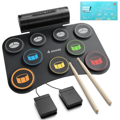 Donner Ded-20 Se Kit Batterie Roulante 9 Pad Haut-Parleur + Pédales Électronique - Publicité Donner Ded-20 Se Kit Batterie Roulante 9 Pad Haut-Parleur + Pédales Électronique - Publicité