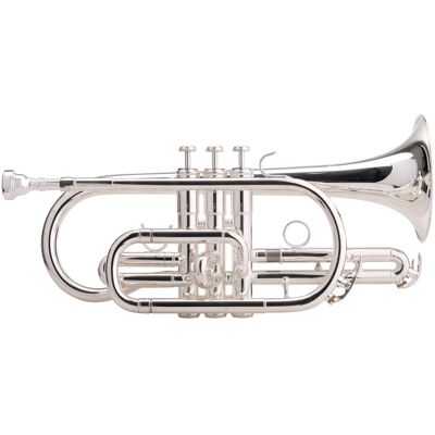 Classic Cantabile Cornet À Pistons Bb De Trompette Instrument Vent Laiton Argent Embouchure Coffre - Publicité Classic Cantabile Cornet À Pistons Bb De Trompette Instrument Vent Laiton Argent Embouchure Coffre - Publicité