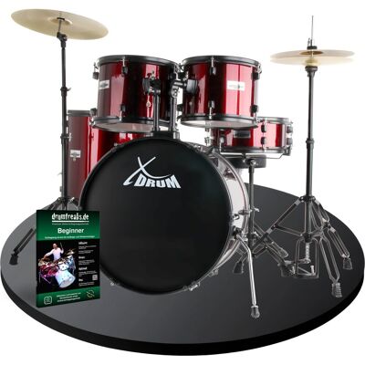 Xdrum Kit Batterie Acoustique 22'' Studio Ensemble Complet Tabouret Cymbales Rouge Set - Publicité Xdrum Kit Batterie Acoustique 22'' Studio Ensemble Complet Tabouret Cymbales Rouge Set - Publicité