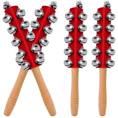 4 Pièces Cloches De Noël Manche En Bois Clochettes Instrument De Musique Cl5240 - Publicité 4 Pièces Cloches De Noël Manche En Bois Clochettes Instrument De Musique Cl5240 - Publicité
